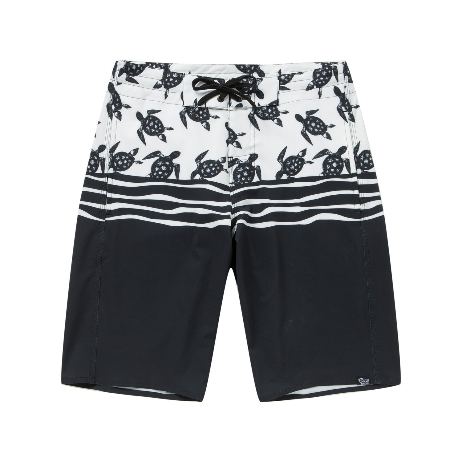 Men's Spandex Hawaiian Beach Board Shorts with Zipped Pocket in Honu