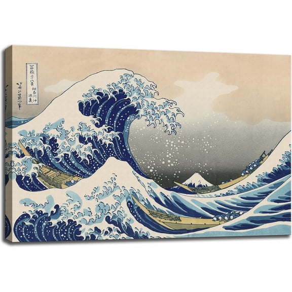 Aaheei The Great Wave off Kanagawa Canvas Wall Art Japanese Classic Artwork Painting Decor for Living Room Abstract Seascape Picture Print for Bedroom Office Home Decoration