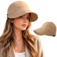 thumbnail image 4 of Hkoxplj Women Lightweight Breathable Baseball Cap Short Curved Brim Sun Hat UV Protection Adjustable Metal Buckle Outdoor Sports Hat Solid Color Summer Casual Hat Unstructured Cap, 4 of 7