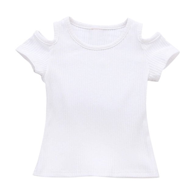 fatyb Hauts d'Été pour Bébés Enfants Manches Froides Col Rond Tee-Shirt Tricoté Décontracté Été Mignon T-Shirts pour Petites Filles