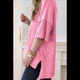thumbnail image 4 of Camiseta Básica Informal de Verano de Corta con Aberturas Laterales Extragrandes, Color Rosa, Talla L, 4 of 7
