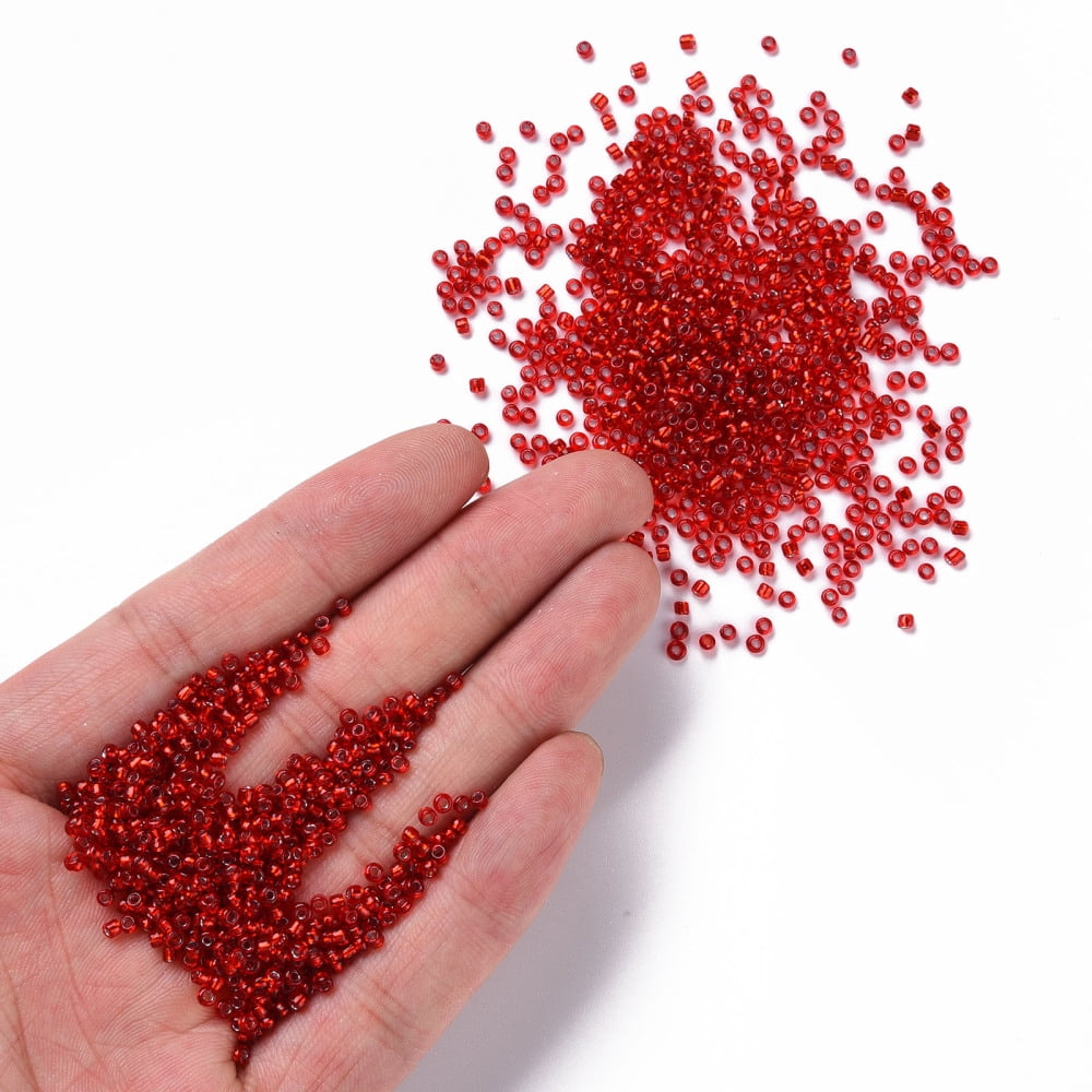 1 pound 12/0 Glass Seed Beads Silver Lined Round Hole Round Red 2mm Hole: 1mm 30000 beads/pound