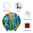 thumbnail image 4 of Gaeub Bright Paper Cactus Scene Print Ceramic Plate,Dinner Plates,Bone China Decorative Plates with Display Stand,Art Ceramic Ornaments for Wall Hanging Decoration-10in, 4 of 6