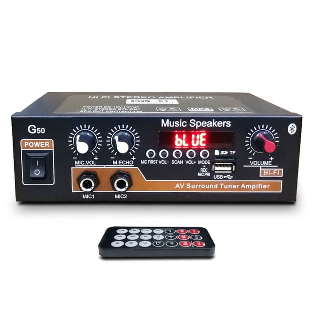 Generic Amplificador digital G50 de 20W+20W con Bluetooth 5.0, función de grabación y karaoke para uso en casa y auto, 110V.