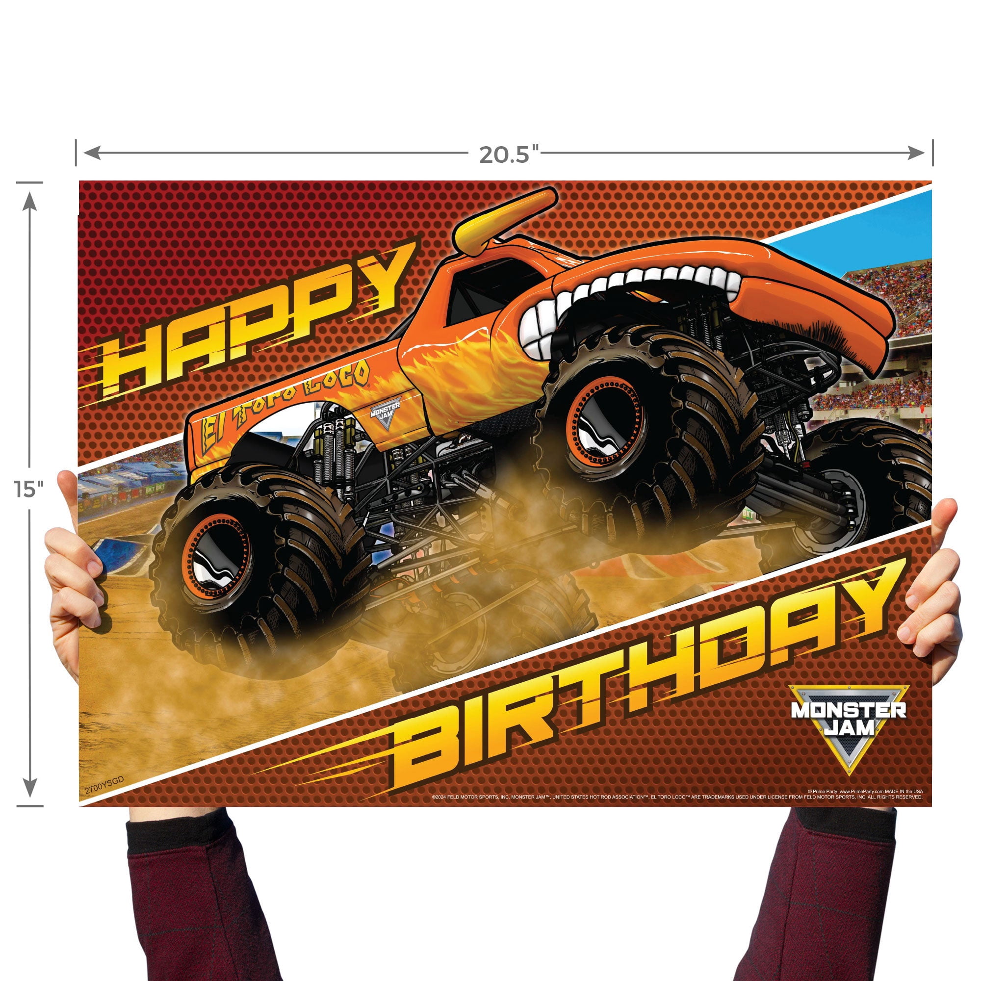 Prime Party Yard Sign, El Toro Loco Monster Jam Birthday Reusable Outdoor Decor – 15" x 20.5"