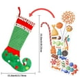 thumbnail image 3 of Whimsical Christmas Elf Stocking, Large Holiday Decoration, Striped Green & Red Hanging Sock with Pom Poms, Festive Ornament for Fireplace Mantel, Christmas Party, Gift Holder, Durable & Reusable, 3 of 5