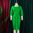 thumbnail image 3 of AURA Plus Size Women High Waist Pleated Pencil Midi Dress Elegant Office Commuter Style, 3 of 9