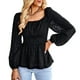 thumbnail image 1 of Camisa informal sin espalda con cuello ancho y manga larga para mujer con dobladillo suelto para todas las estaciones, 1 of 6