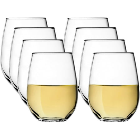 Stölzle (8 Pack) Stemless Crystal 16oz Wine Glasses Set All Purpose Drinking Red