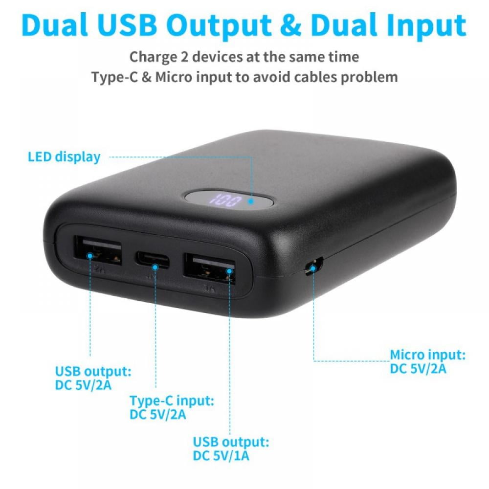 Portable Phone Charger 10000mAh Quick Charge 2.4 A Power Bank External  Battery Packs Dual Ports with LCD Display Powerpack Compatible for iPhone