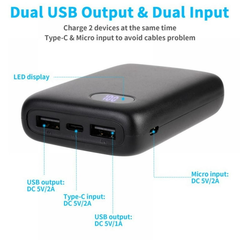Power Bank 50000mAh Pocket Size Mini Portable Charger External Battery Pack  With Dual USB Outputs For IPhone 12 Mini Pro Pro Max IPad AirPods,Black 