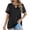 Black, variant on Viikei Women's Plus Size Short Sleeve Solid O-Neck Pullover Gauze Hollow out T-Shirt