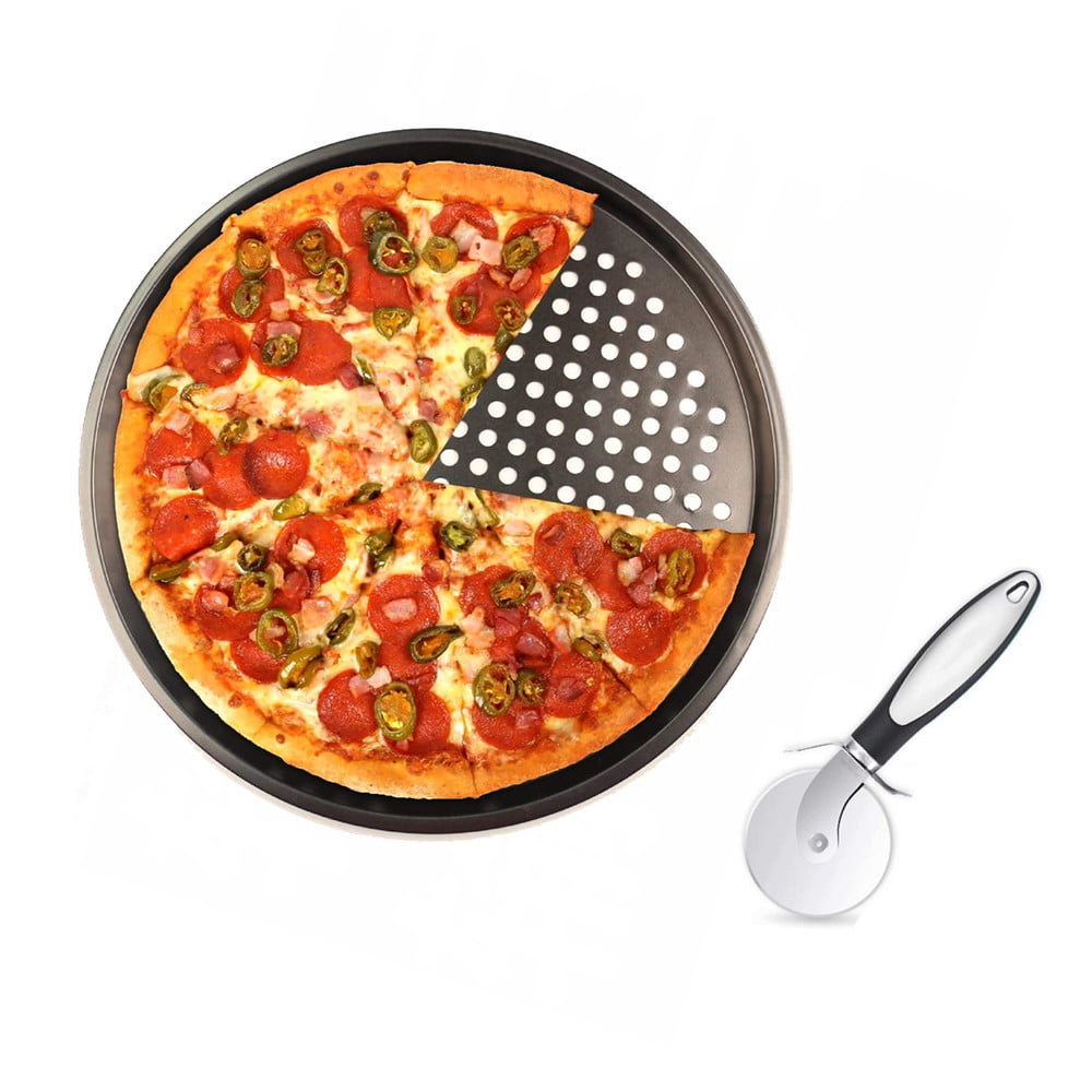 Non-stick Pizza Tray 12 Inch Carbon Steel Cakes Baking Round Oven Tray 