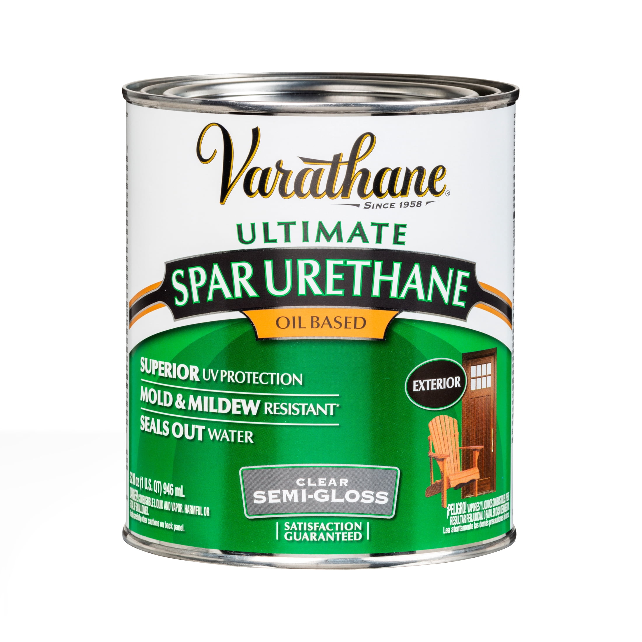 (2 pack) Clear, Varathane Ultimate Oil-Based Exterior Spar Urethane, Semi-Gloss-9441H, Quart
