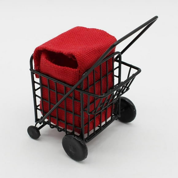 Dollhouse Miniature Metal Basket with Red