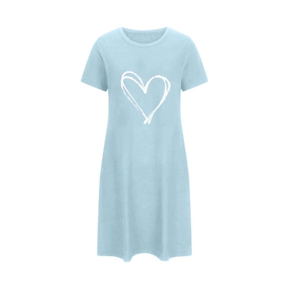 Ruimatai Women's Oversized Nightgown Short Sleeve Round Neck Printed Sleepshirt, Comfortable Soft Breathable Pajama Top for Home Lounge Sleepwear