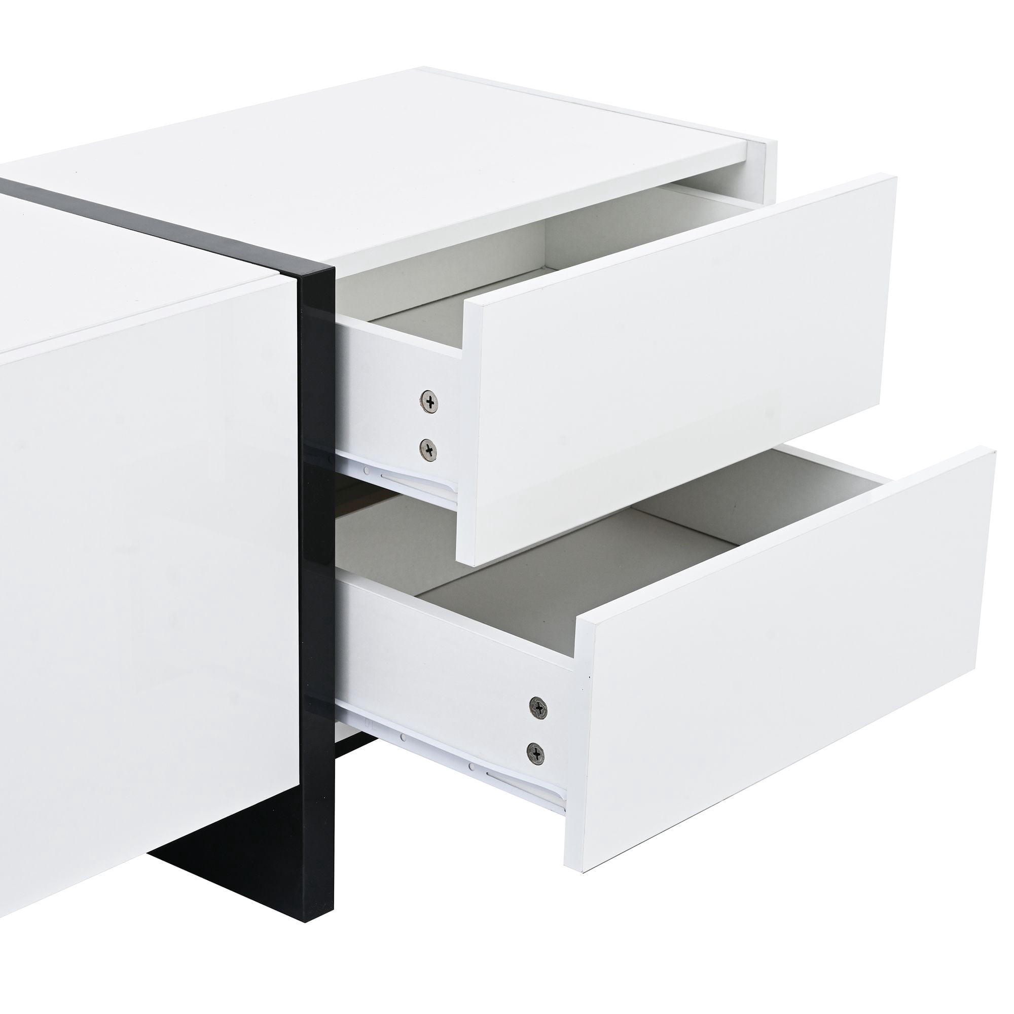 Aukfa TV Stand with 2 Drawers and 3 Big Cabinets for TVs up to 80" - White