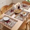 thumbnail image 5 of Red Texas Star Vintage Placemats Set of 12 Farmhouse Berry Brown Wooden Place Mats Indoor Wipeable Table Mats Washable Cloth Dining Table Placemats for Kitchen Holiday Party Home Decor 13x19 Inch, 5 of 9