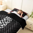 thumbnail image 4 of Erosebridal Racing Flag Twin Comforter Sets for Kids Boys, Monogrammed B Bedding Set, Black Reversible 2 Pieces, 1 Comforter and 1 Pillowcase, 4 of 6