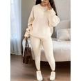 thumbnail image 4 of Womens Plus Size Pajama Set 2 Piece Long Sleeve Ribbed Lounge Sleepwear Knitted Set Color XXXL, 4 of 6