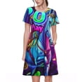 thumbnail image 1 of Disketp Neon Free Play para Vestido de Manga Corta para Mujeres, Vestidos de Verano para Mujeres, Casual y Holgado para la Playa, 1 of 6