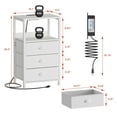 thumbnail image 5 of Nightstand with Charging Station & Voice Control Night Light, 3 Fabric Drawers, 28.3" Side Table with Tamper-Resistant Outlets, USB/Type C Port, White, 5 of 9