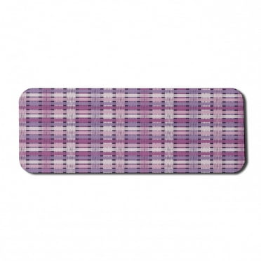 Colorful Computer Mouse Pad, Abstract Geometric Motifs with Hatched Style in Purple Pink Tones, Rectangle Non-Slip Rubber Mousepad Large, 31" x 12", Pale Mauve and Pale Fuchsia, by Ambesonne