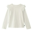 thumbnail image 2 of Xyant Girls' Fall Winter Shirts Cute Tops Kids Toddler Ruffle Fly Long Sleeve Crew Neck Casual Tees Little Girl Sweatshirt (White,1-2 Years), 2 of 5