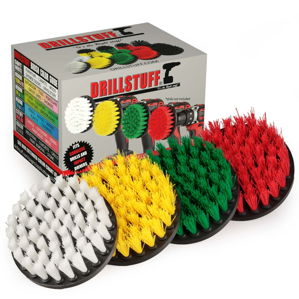 Drill Brush Attachment Power Scrubber Brush Set 4in 4 Piece Soft