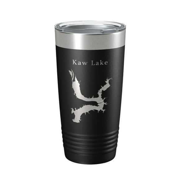 Kaw Lake Map Tumbler Travel Mug Insulated Laser Engraved Coffee Cup Oklahoma 20 oz Black