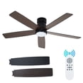 thumbnail image 1 of 52 Inch Low Profile Ceiling Fan with Light and Remote, Quiet DC Motor 3 Color Dimmable LED, Reversible Blades Flush Mount for Bedroom Living Room, Walnut Matte Black, 1 of 7