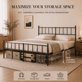 thumbnail image 6 of Heavy Duty Metal King Platform Bed Frame with Headboard and Footboard, Industrial Style Steel Slat Mattress Foundation, No Box Spring Needed, Black, 6 of 7