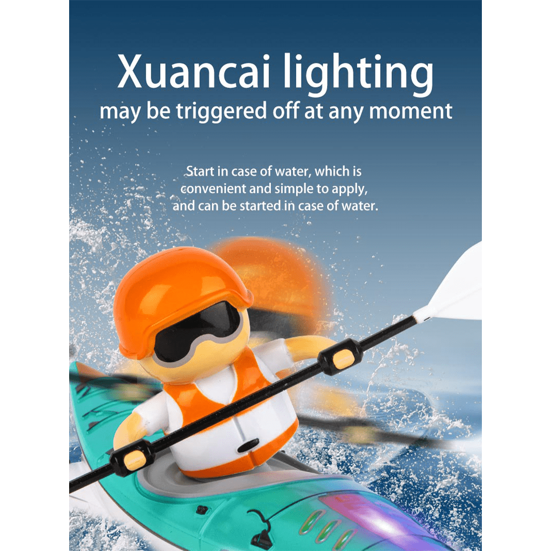 RC Kayak with Unique Paddling Propulsion & Anti-Capsize Design, 2.4G Remote Control Watercraft with LED Light for Adults, RC Boat for Pools, Calm Water, Green