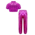 thumbnail image 7 of renvena Girls Hip Hop Sequins Costume Sparkly Short Sleeve Tank Tops with Metallic Leggings Pants Hot Pink 12, 7 of 7