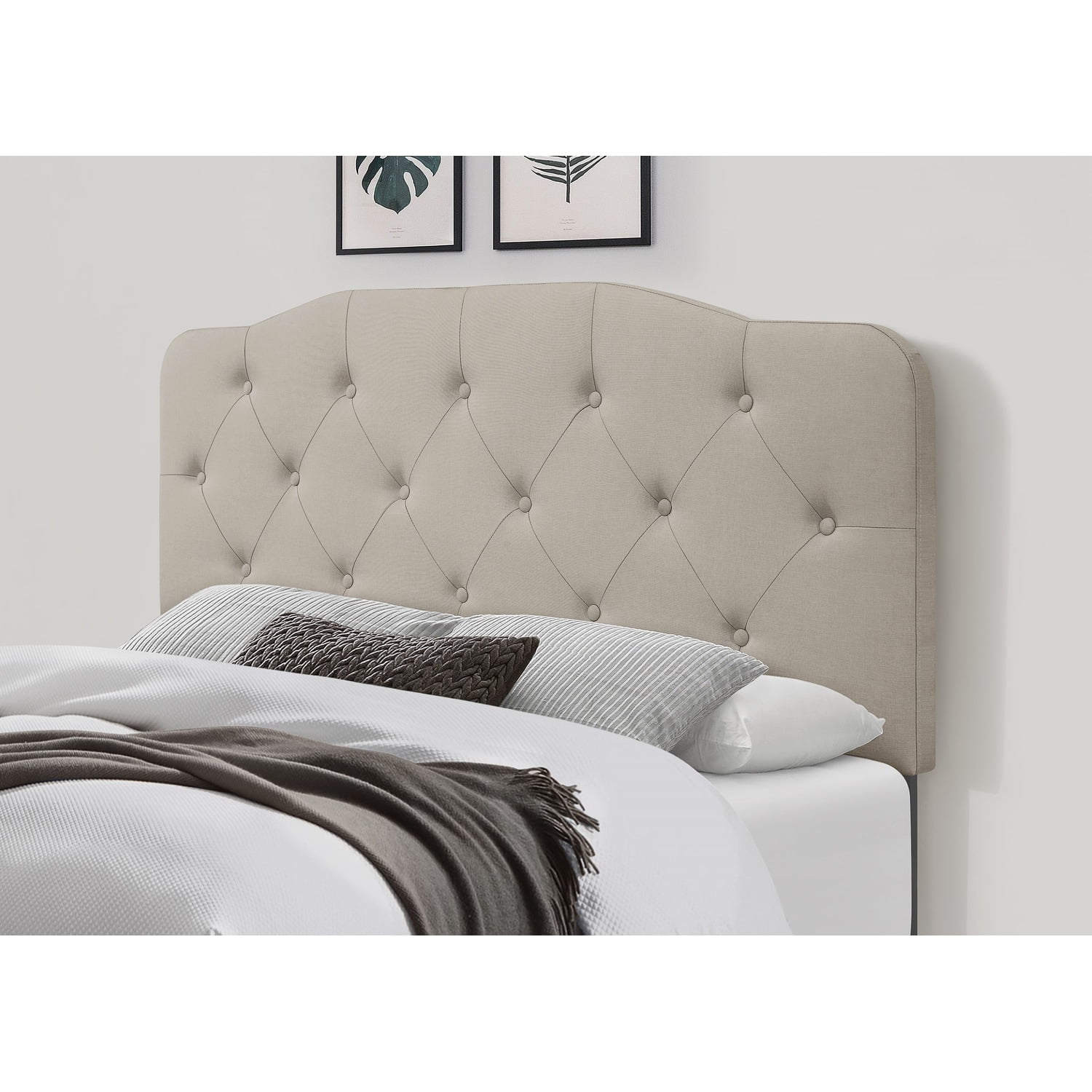 Angela Button tufted Adjustable Headboard Grey Full