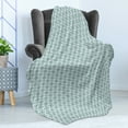 thumbnail image 4 of Geometric Soft Flannel Fleece Throw Blanket, Cubes with Small Squares Dimensional Illusion Effect, Cozy Plush for Indoor and Outdoor Use, 50" x 70", Reseda Green Slate Blue, by Ambesonne, 4 of 5