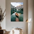 thumbnail image 3 of Elephant Stock Braies Lake Boats Wall Art - Vertical Multi Panel Canvas - Hallway Wall Decor - Transportation Multi Panel - Beige And Orange Decor - 42" x 65", 3 of 8