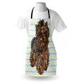thumbnail image 3 of Yorkie Apron Cute Brown Yorkie with Even Cuter Buckle on its Head Drawing on Chevron Backdrop, Unisex Kitchen Bib Apron with Adjustable Neck for Cooking Baking Gardening, Chesnut Brown, by Ambesonne, 3 of 3