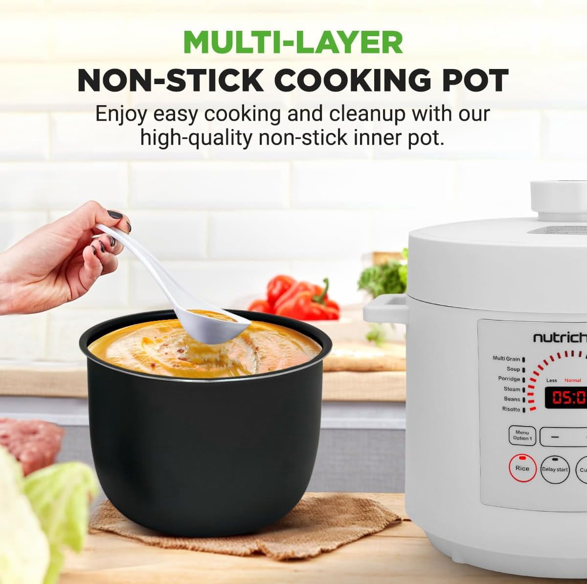 6 Quart Electric Pressure Cooker | 12 Function Digital Countertop | Adjustable  & Temperature | Re-heat and  Warm | 13.1 x 11.4 IN | White