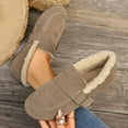 thumbnail image 5 of YLYL Women Suede Winter Flats Buckle Strap Low Heel Round Toe Slip on Comfortable Warm Walking Shoes, 5 of 9