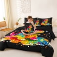 thumbnail image 3 of Metsweet Watercolor Dino Twin Bedding 7-Piece, Gradient Starry Sky Bedding Comforter Set, Pink Black,Black Reversible, 3 of 6