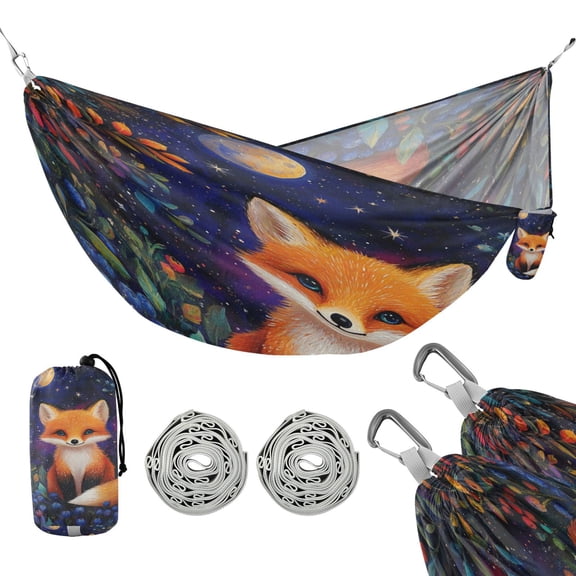 Hammock Camping Hammock Nylon Portable Hammock Travel Camping Hammock Orange Cute Fox