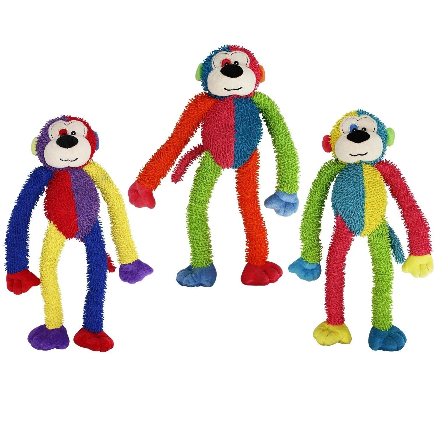 Dog Toys for Medium to Large Breeds 17 Inch Long Limb Monkey - Tug Play Squeak (Red/Blue)