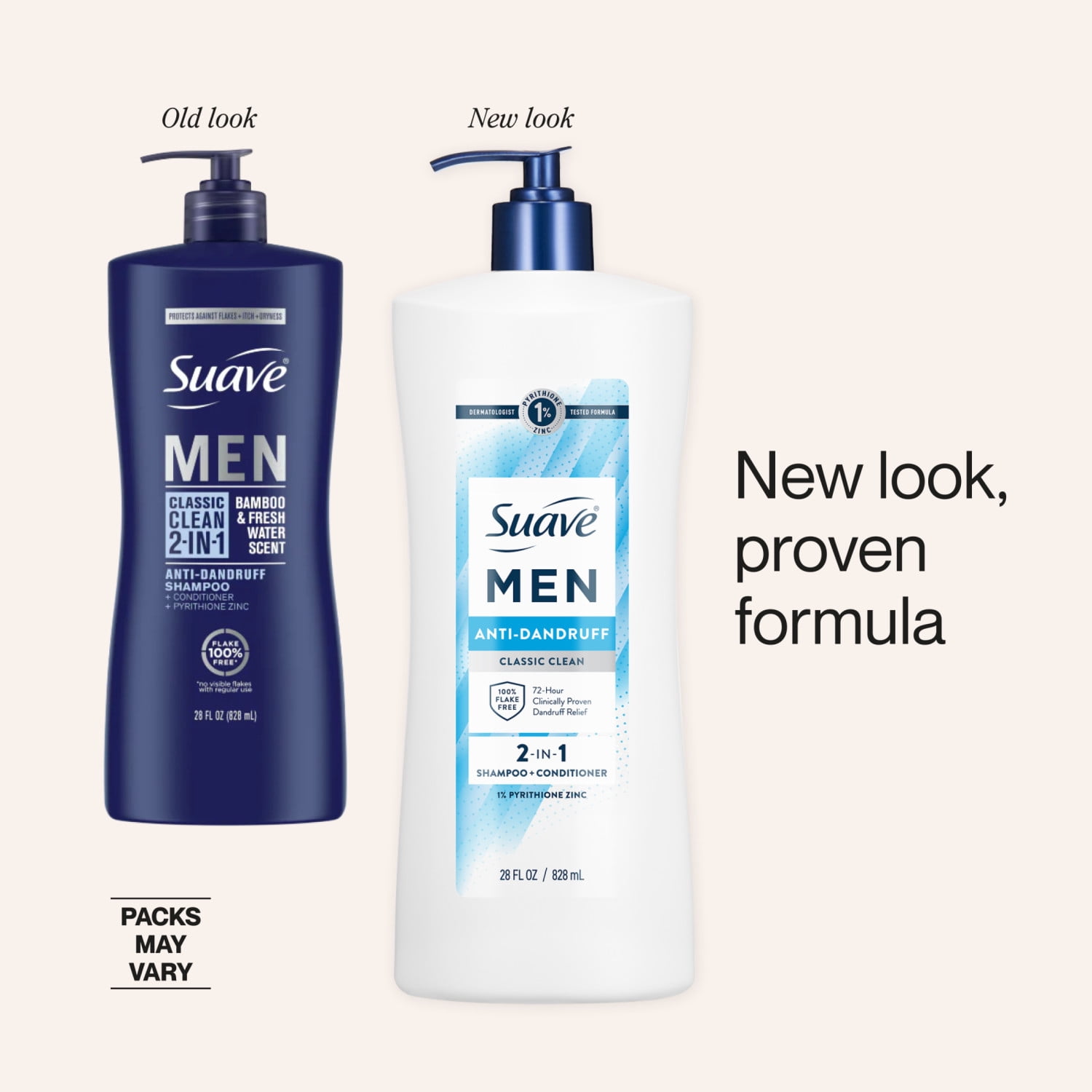 Suave Men 2-in-1 Anti Dandruff Shampoo & Conditioner, Classic Clean, 28 FL OZ