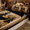 thumbnail image 3 of Erosebridal Vintage Jungle Deer Zipper Full Size Comforter Sets with Fitted Sheet and 2 Pillowcases for Women Men, Cabin Pine Tree Zipper Bedding Set, Black Reversible, 4pcs, 3 of 7