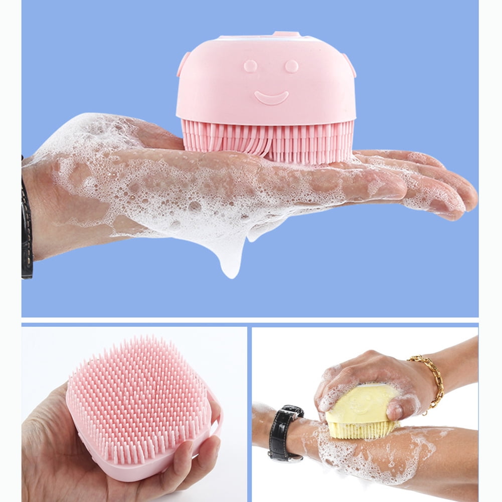 Lowestbest Handheld Silicone 3.15" Hair Brush with Shampoo Shower Gel Dispenser, Pink Lowestbest Handheld Silicone 3.15" Hair Brush with Shampoo Shower Gel Dispenser, Pink