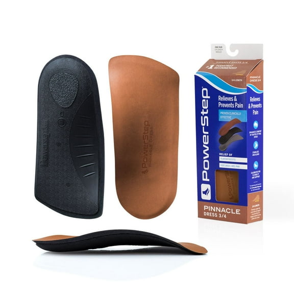 PowerStep Pinnacle Dress 3/4 Length Ultra-Thin Orthotic Shoe Insoles with Neutral Arch Support for Low-Profile Dress Shoes