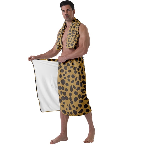 Colevkie 2 Pcs Men's Bath Wrap Set Bath Skirt & Bath Towel Absorbent Soft Beach Towel Shower Skirt for Sauna Spa Hotel Home