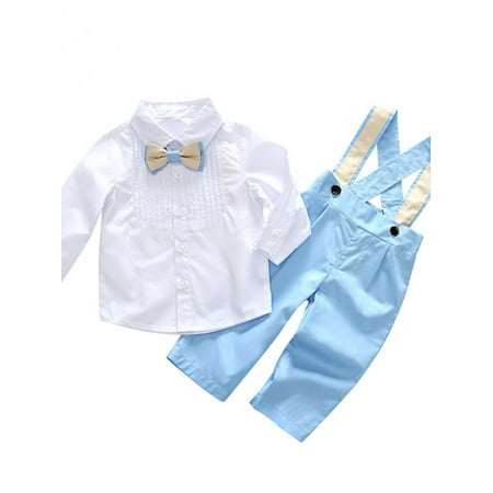 

Taykoo Toddler Dress Suit Boys Clothes Sets Bowtie Shirts+Suspenders Pants Gentleman Outfits Suits