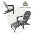 thumbnail image 4 of Costway Outdoor Patio HDPE Deck Adirondack Chair Beach Seat Retractable Ottoman Grey, 4 of 10